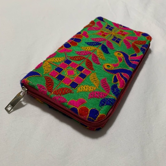 Multicolor Embroidered Zip Around Wallet/Clutch - Picture 1 of 10